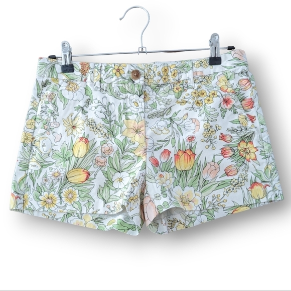 Gap Khakis Floral Summer Shorts 2 White Multicolor flowers - Picture 1 of 11
